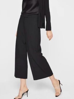 Club Monaco Black Wide-Leg Cropped Trousers